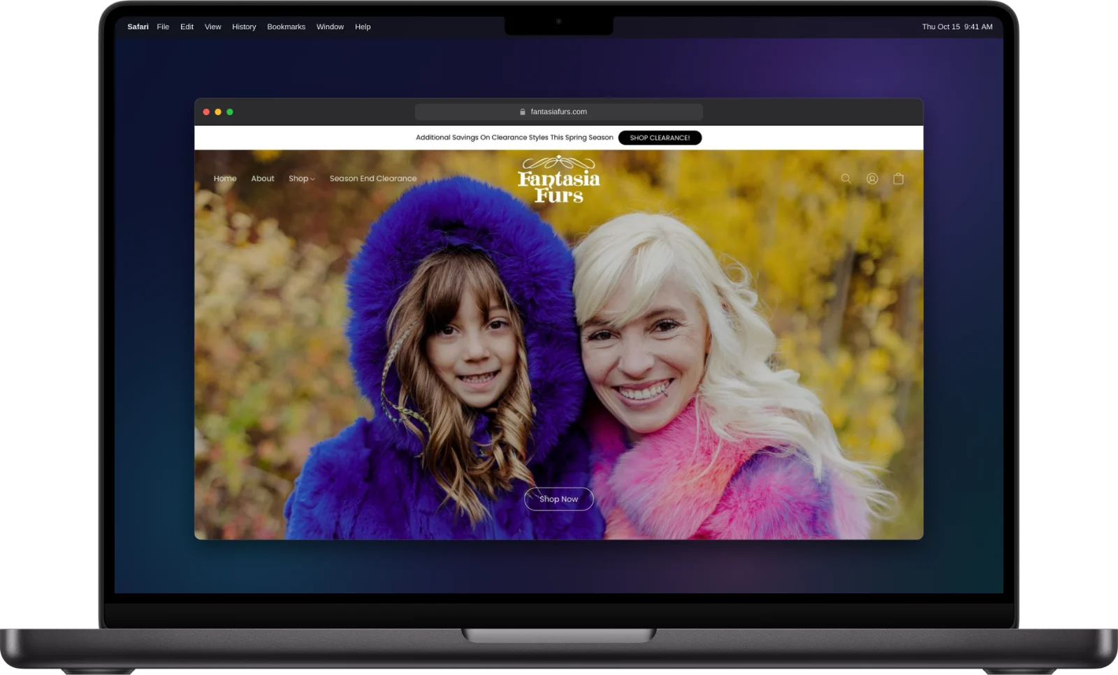 Fantasia Furs website on a MacBook Pro