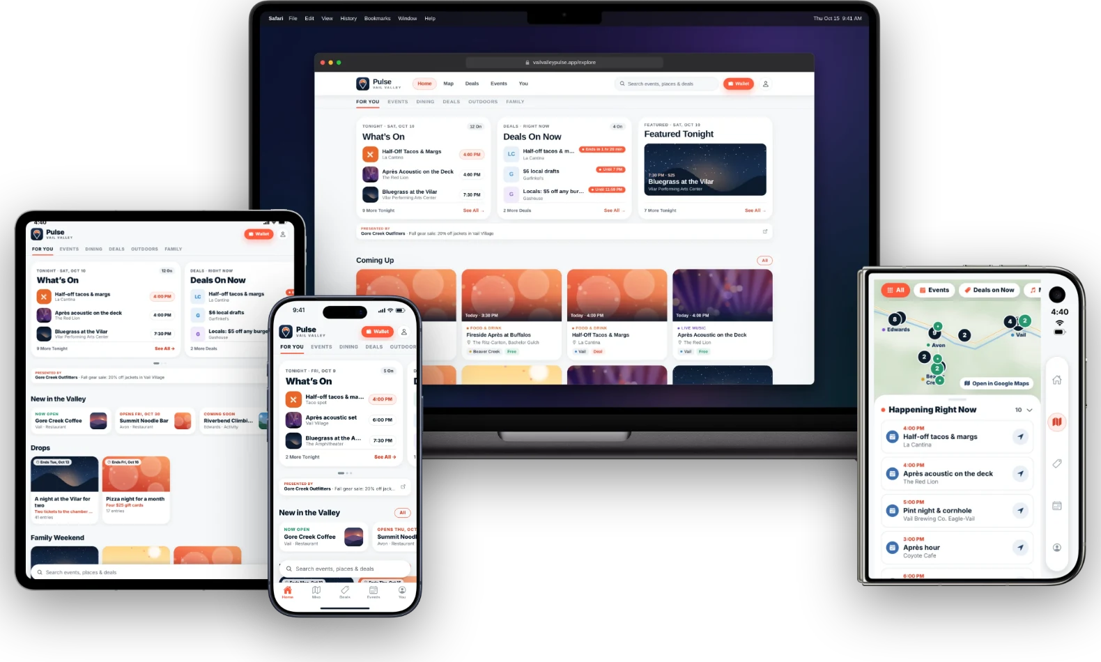 Vail Valley Pulse on a MacBook Pro, iPad, iPhone and iPhone Duo